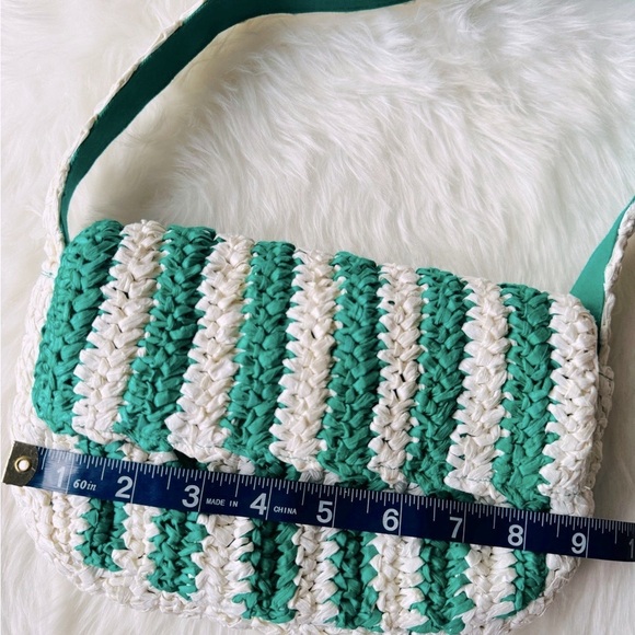 NWOT Anthropologie Stripe Raffia Shoulder Bag - Picture 8 of 9